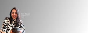 Header image of ACCESS Volunteer Neha Chaukan over a gray background